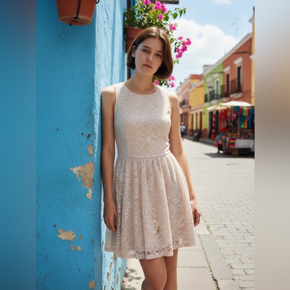 BB Dakota Dresses & Skirts - BB Dakota Cream Lace Mini Dress